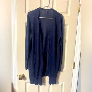 Halogen blue long open cardigan linen blend size L